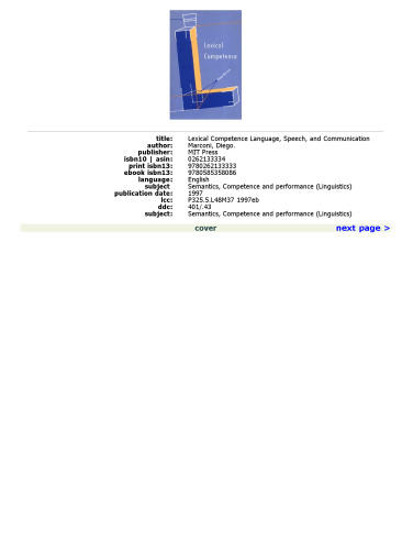 Lexical Competence (Language, Speech, and Communication)