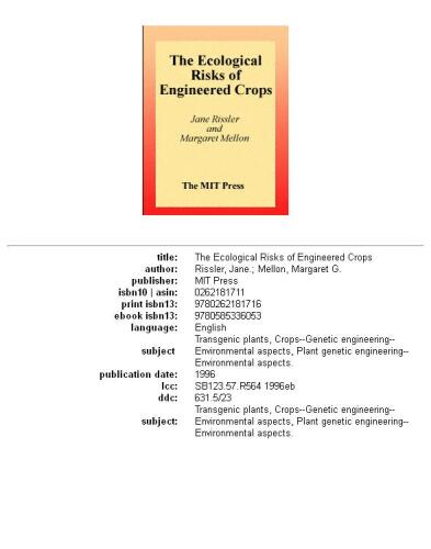 The Ecological Risks of Engineered Crops