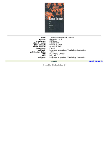 The Acquisition of the Lexicon