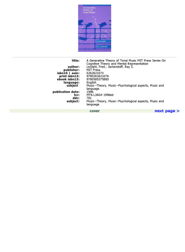 A Generative Theory of Tonal Music