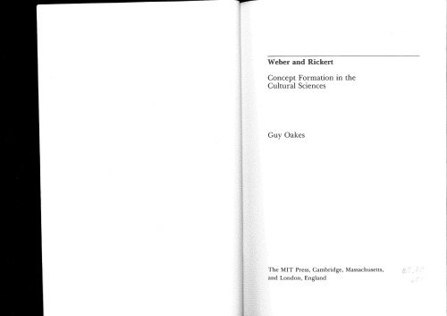 Weber and Rickert: Concept Formation in the Social Sciences