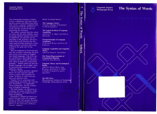 The Syntax of Words (Linguistic Inquiry Monographs)