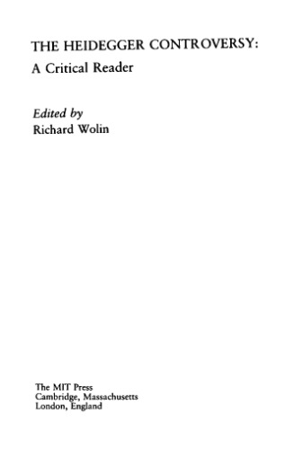 The Heidegger Controversy: A Critical Reader
