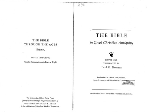 The Bible in Greek Christian Antiquity