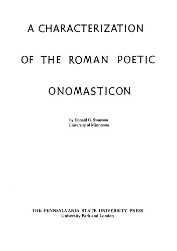 A Characterization of the Roman Poetic Onomasticon