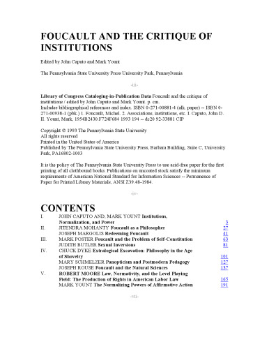 Foucault and the Critique of Institutions