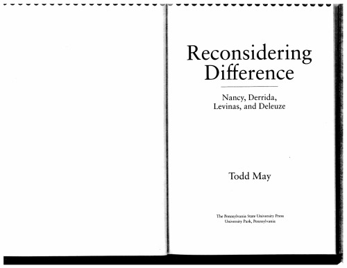 Reconsidering Difference: Nancy, Derrida, Levinas, Deleuze
