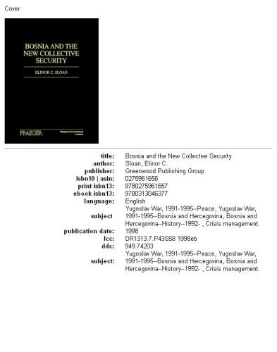 Bosnia and the New Collective Security