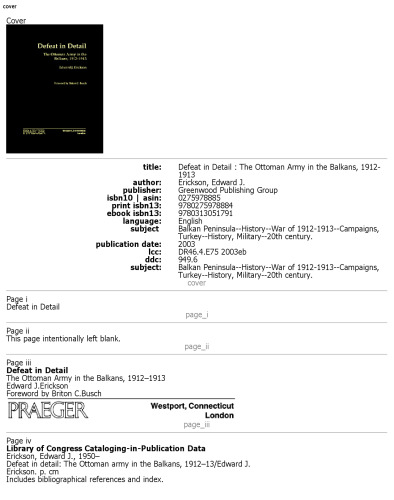 Defeat in Detail: The Ottoman Army in the Balkans, 1912-1913
