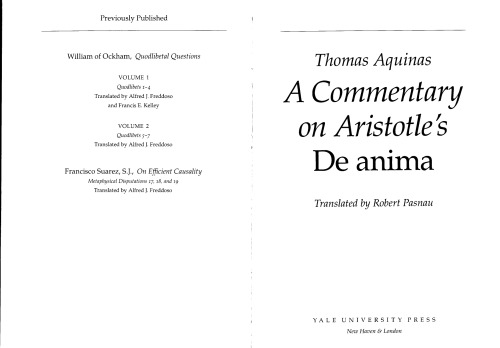 Thomas Aquinas. A Commentary on Aristotle's De Anima