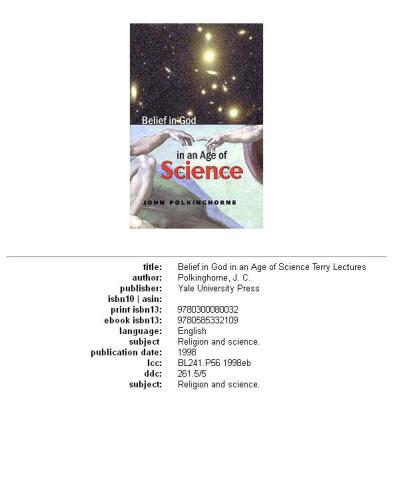 Belief in God in an Age of Science (The Terry Lectures Series)