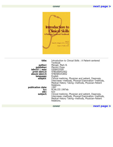Introduction to Clinical Skills: A Patient-Centered Textbook