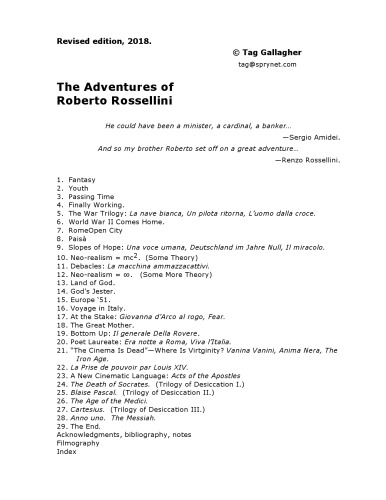 The Adventures Of Roberto Rossellini: His Life And Films
