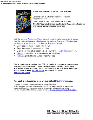 In Situ Bioremediation: When Does It Work?