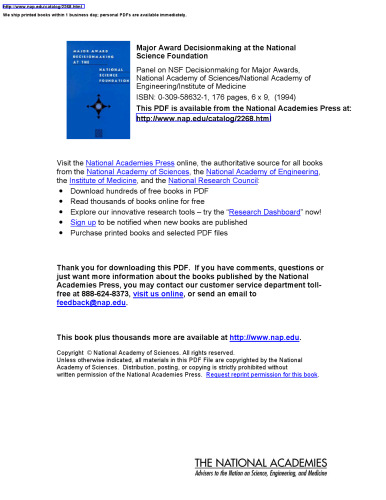 Major Award Decisionmaking at the National Science Foundation