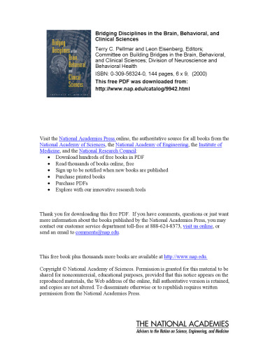 Bridging Disciplines in the Brain, Behavioral, and Clinical Sciences