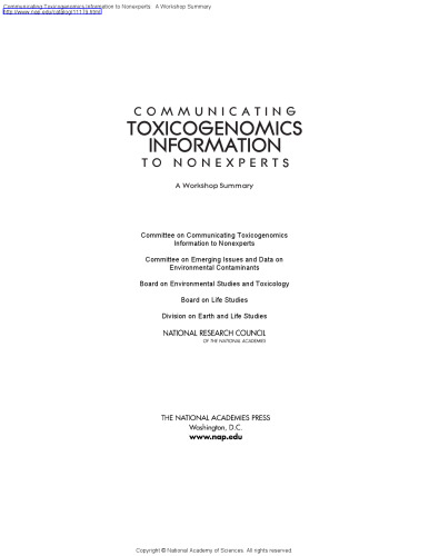 Communicating Toxicogenomics Information To Nonexperts: A Workshop Summary