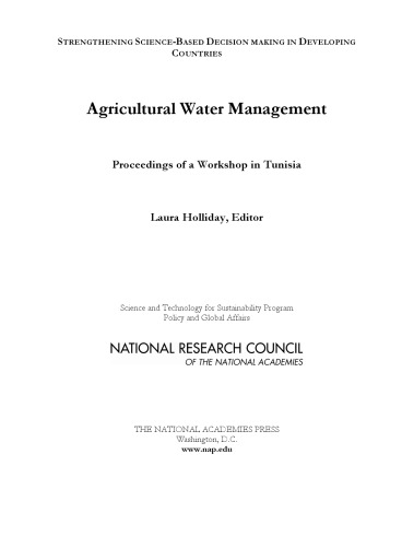 Agricultural Water Management: Proceedings of a Workshop in Tunisia