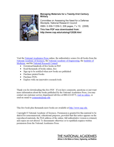 Managing Materials for a Twenty-first Century Military