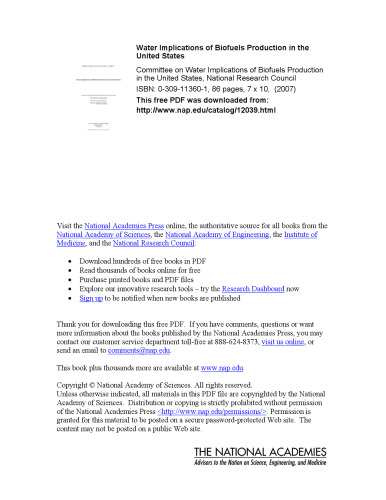 Water Implications of Biofuels Production in the United States