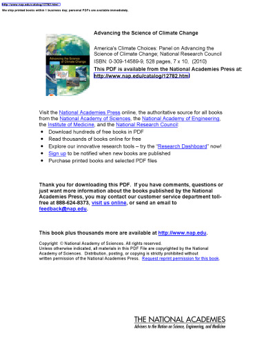 Advancing the Science of Climate Change (National Research Council)