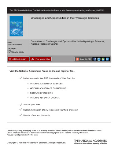 Challenges and Opportunities in the Hydrologic Sciences