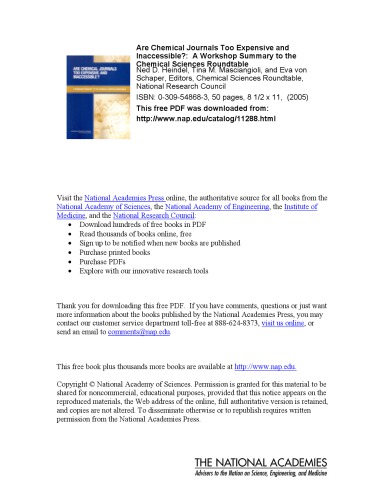 Are Chemical Journals Too Expensive and Inaccessible3F NRC