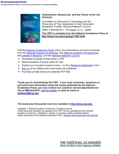 Globalization, Biosecurity, and the Future of the Life Sciences