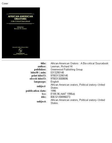 African-American Orators: A Bio-Critical Sourcebook