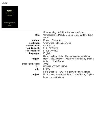 Stephen King: A Critical Companion (Critical Companions to Popular Contemporary Writers)