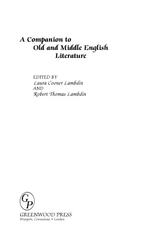 A Companion to Old and Middle English Literature