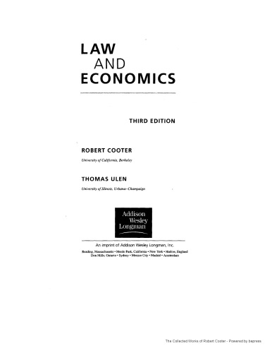 Law and Economics (3rd Edition)