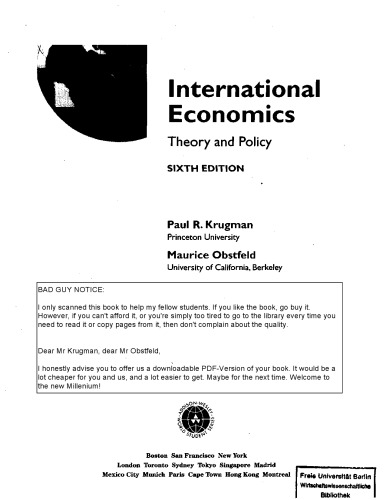 International Economics : Theory and Policy