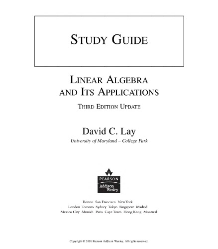 Study Guide to Linear Algebra and Its Applications, 3rd Edition