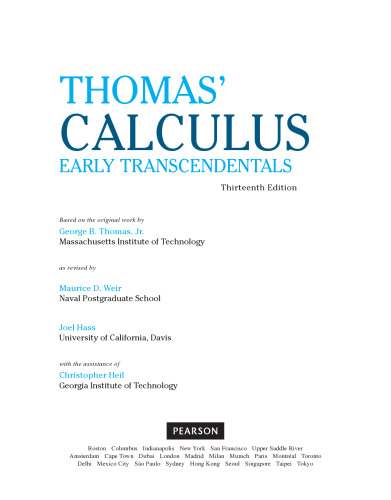 Thomas' Calculus: Early Transcendentals