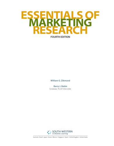 Essentials of Marketing Research , Fourth Edition