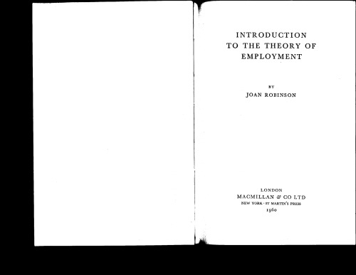 Introduction to the Theory of Employment