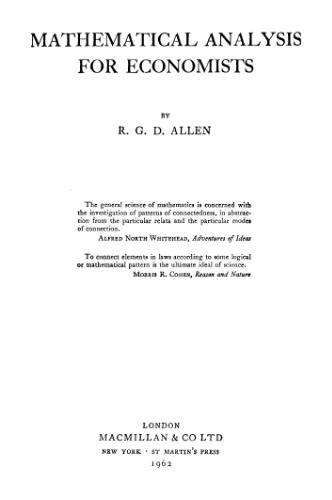 Mathematical analysis for economists