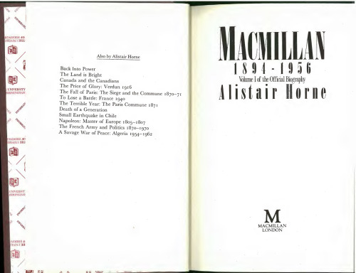 Macmillan Vol.1: 1894-1956
