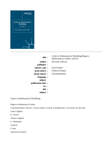 Guide to Mathematical Modelling (Mathematical Guides)