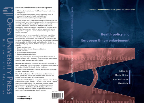 Health Policy and European Union Enlargement (European Observatory on Health Systems and Policies Series)