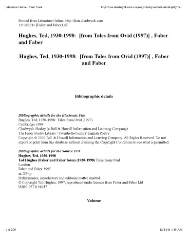 Tales from Ovid