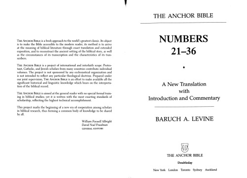 Numbers 21-36 (Anchor Bible)
