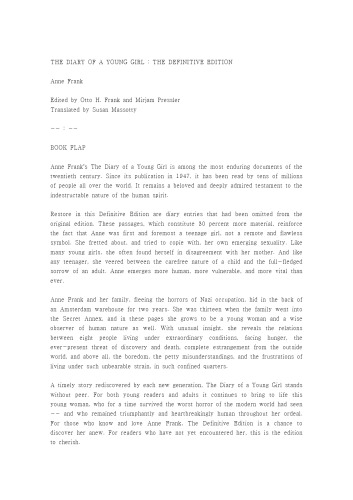 Anne Frank: The Diary of a Young Girl - The Definitive Edition