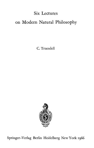 Six Lectures on Modern Natural Philosophy
