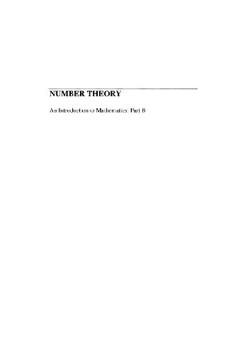 Number theory: an introduction to mathematics