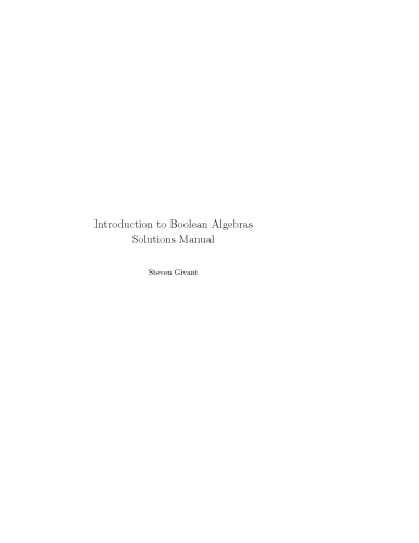Introduction to Boolean Algebras (Instructor Solution Manual, Solutions)