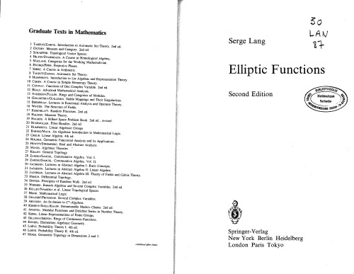 Elliptic Functions