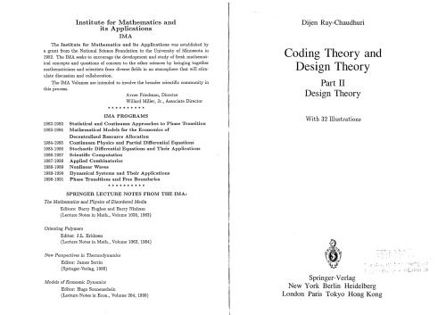 Coding Theory and Design Theory: Part II: Design Theory
