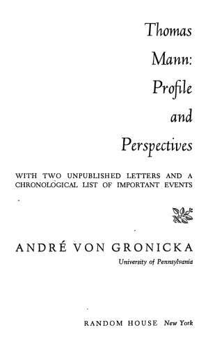 Thomas Mann: profile and perspectives